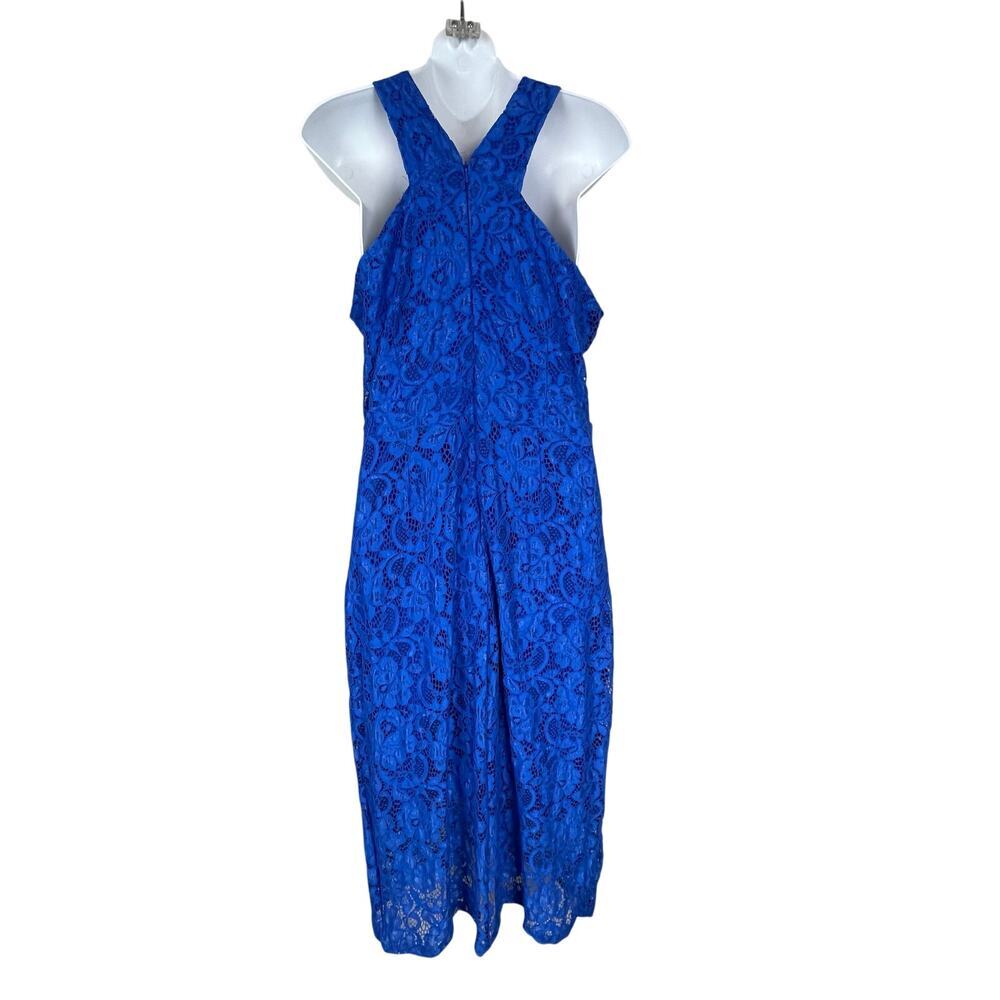 Sam Edelman Royal Blue Lace Halter Midi Dress Size 12 Formal‎ Sheath